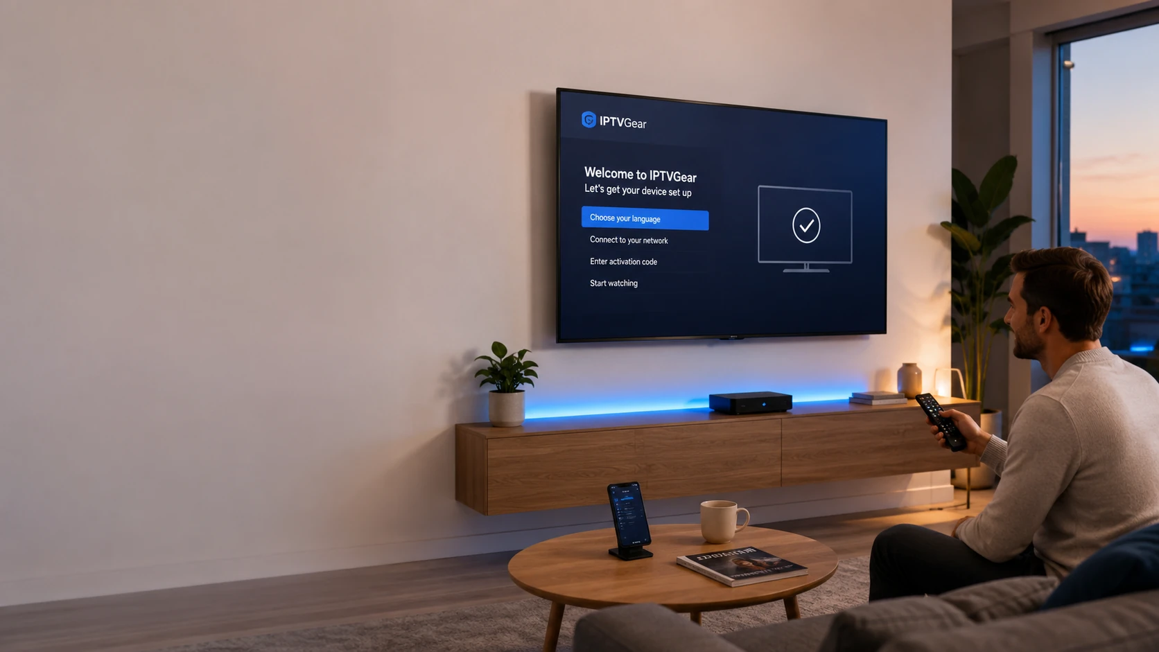 Preparing a device for IPTVGear with account and setup information